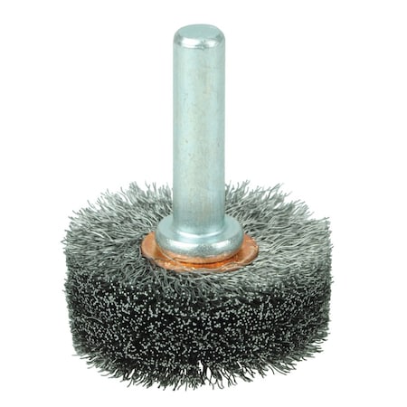 Weiler 1-1/2" Wire Wheel, .006" Steel Fill, 1/4" Stem 17602